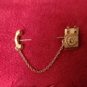 Vintage Avon Goldtone Rotary Telephone Brooch/lapel Pin